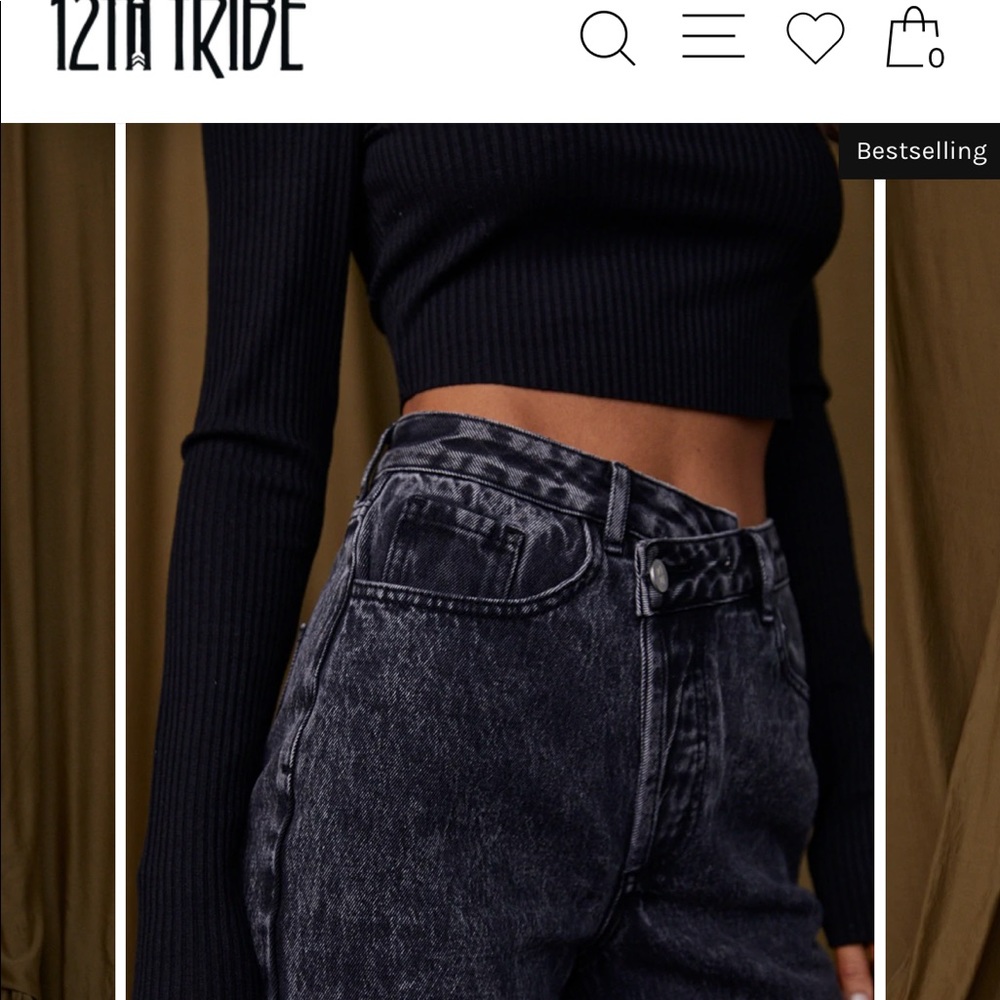 12th Tribe Dylan Black Asymmetrical Jeans